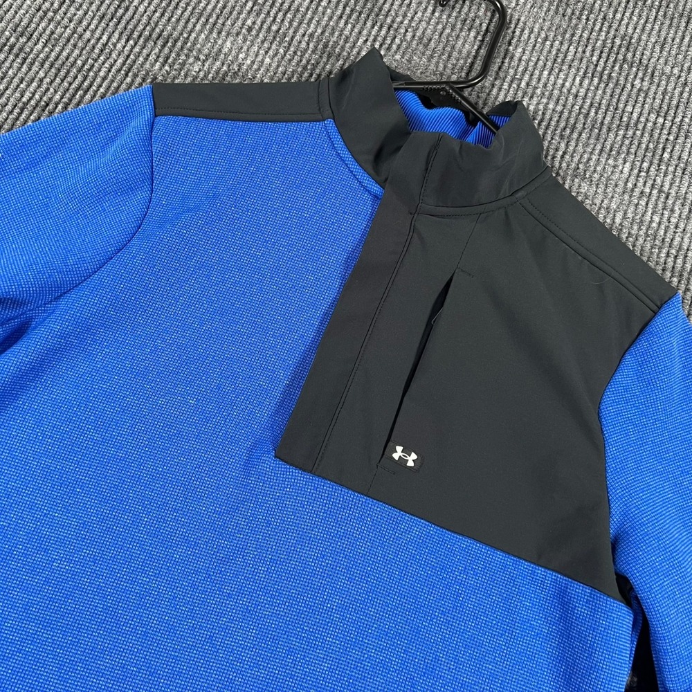 Under Armour Storm Golf Pullover Mens Small Blue Long Sleeve 1/4 Zip Mock Neck